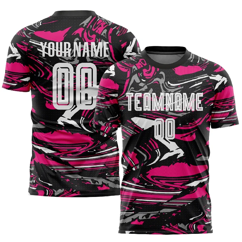 Football Jersey For Youth Football Leagues-Custom Figure White-Hot Pink Sublimation Soccer Uniform Jersey