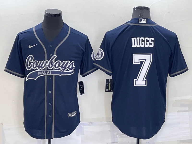 Baseball Jersey With Bold Design-Men's Dallas Cowboys #7 Trevon Diggs Navy Blue Stitched Cool Base Baseball Jersey