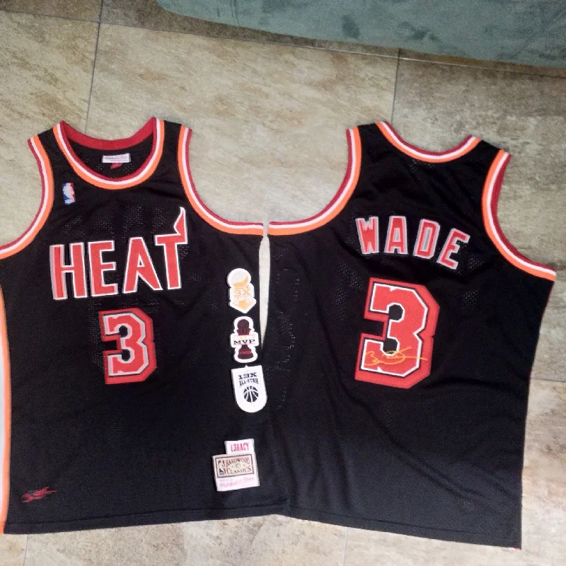 Basketball Jersey With Name And Number-Heat 3 Dwyane Wade Black Hardwood Classics Swingman Basketball Jersey