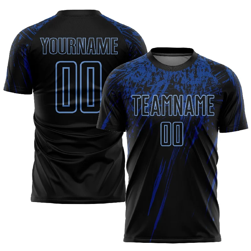 Football Jersey For Fans-Custom Black Light Blue-Royal Sublimation Soccer Uniform Jersey