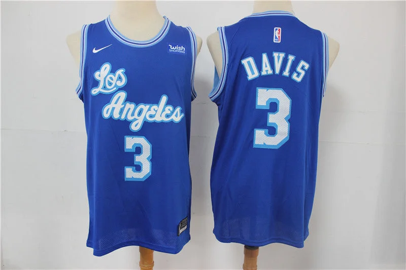 Basketball Jersey For Personalized School Gear-Lakers 3 Anthony Davis Blue 2021 Swingman Basketball Jersey