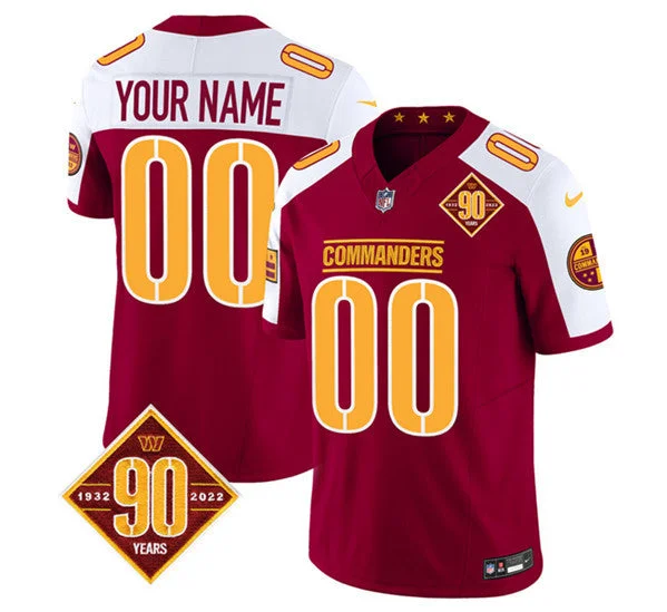 Football Jersey For Fan Merchandise-Men's Washington Commanders Active Player Custom Burgundy/White 2023 F.U.S.E. 90th Anniversary Vapor Limited Football Stitched Jersey