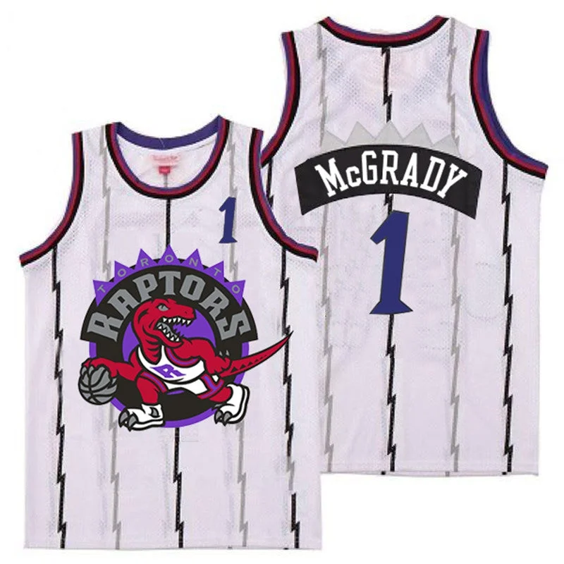 Basketball Jersey For Basketball Season Gear-Raptors 1 Tracy McGrady White Big Logo Retro Basketball Jersey