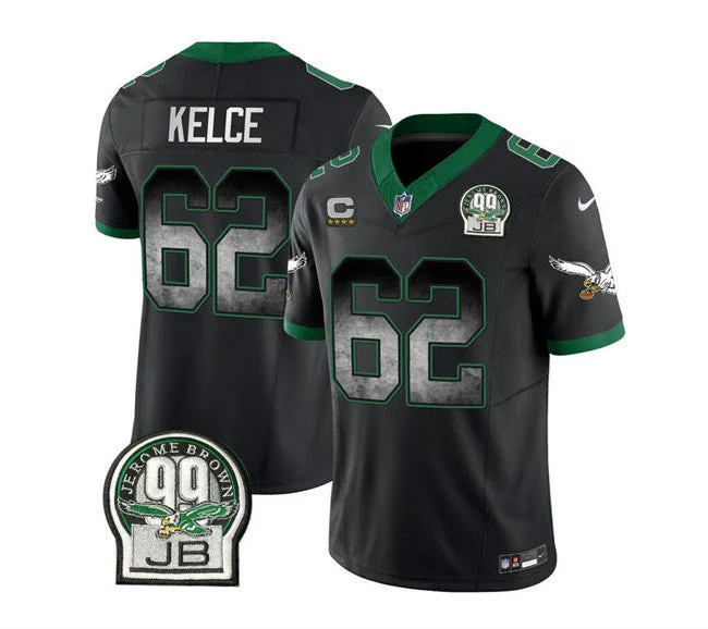 Football Jersey For Kids-Men's Philadelphia Eagles #62 Jason Kelce Black 2023 F.U.S.E. With 4-star C Patch Throwback Vapor Untouchable Limited Football Stitched Jersey