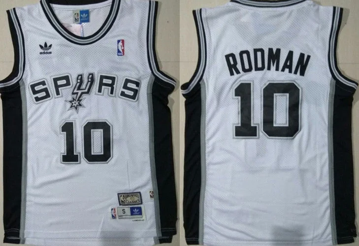 Basketball Jersey For Softball And Basketball Clubs-Spurs 10 Dennis Rodman White Mesh Hardwood Classics Basketball Jersey