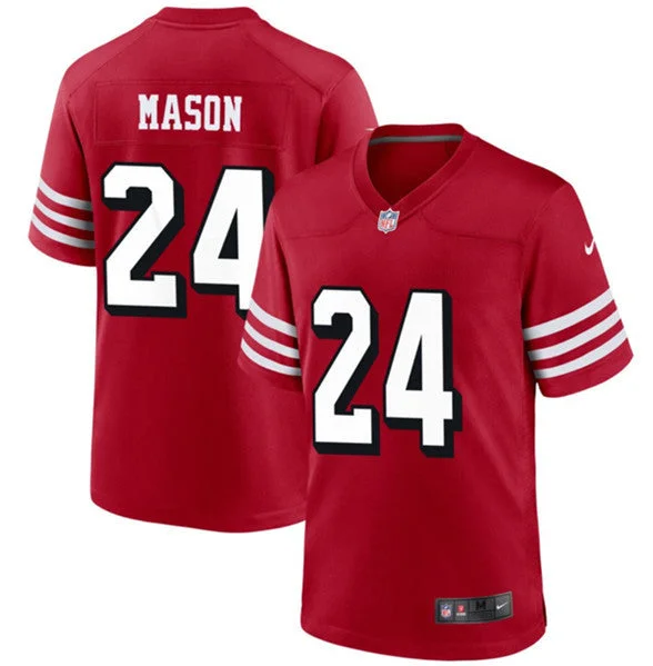 Football Jersey For Supporter Customization-Men's San Francisco 49ers #24 Jordan Mason Red Football Stitched Game Jersey