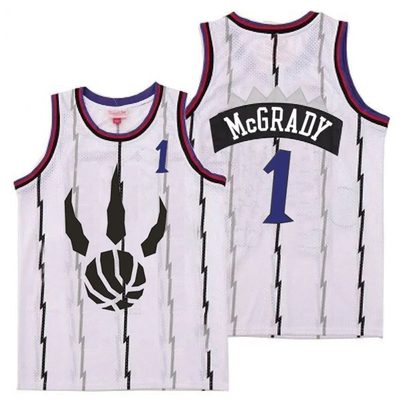 Basketball Jersey For College Fans-Raptors 1 Tracy McGrady White Throwback Basketball Jersey