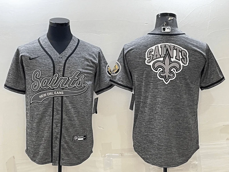 Baseball Jersey For Team Orders-Men's New Orleans Saints Grey Team Big Logo With Patch Cool Base Stitched Baseball Jersey