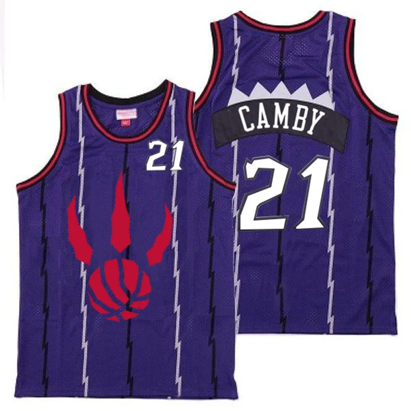 Basketball Jersey For Major League Supporters-Raptors 21 Marcus Camby Purple Throwback Basketball Jerseys