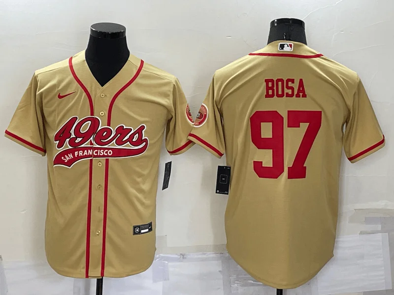 Baseball Jersey For Event Marketing Merchandise-Men's San Francisco 49ers #97 Nick Bosa Gold Stitched Cool Base Baseball Jersey