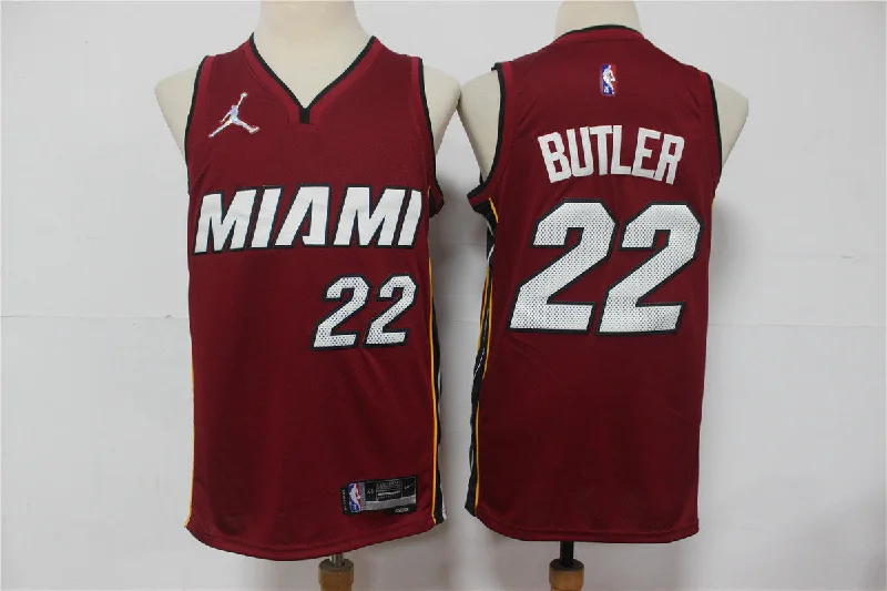 Basketball Jersey For Group And Fan Merchandise-Heat 22 Jimmy Butler Red Jordan Diamond 75th Anniversary City Edition Swingman Basketball Jersey