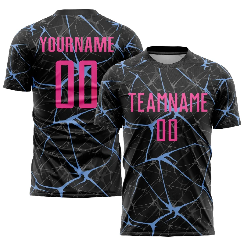 Football Jersey For Sports Apparel-Custom Black Pink-Light Blue Sublimation Soccer Uniform Jersey