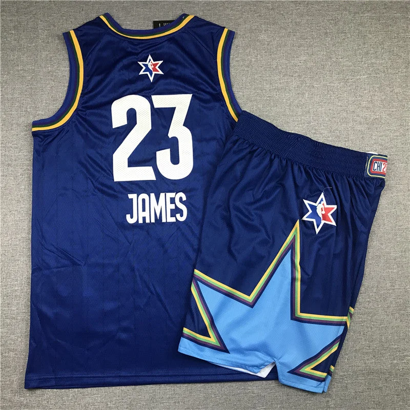 Basketball Jersey For Coaches-Lakers 23 Lebron James Blue 2020 All-Star Jordan Brand Swingman Basketball Jersey(With Shorts)