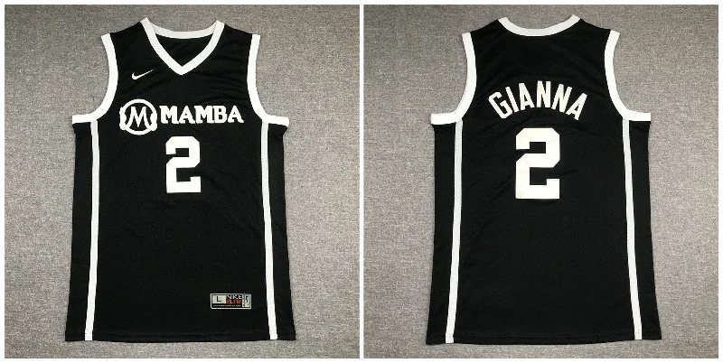 Basketball Jersey For Supporter Event Gear-Mamba Gianna Maria 2 Black Kobe Bryant Daughter Stitched Basketball Basketball Jersey