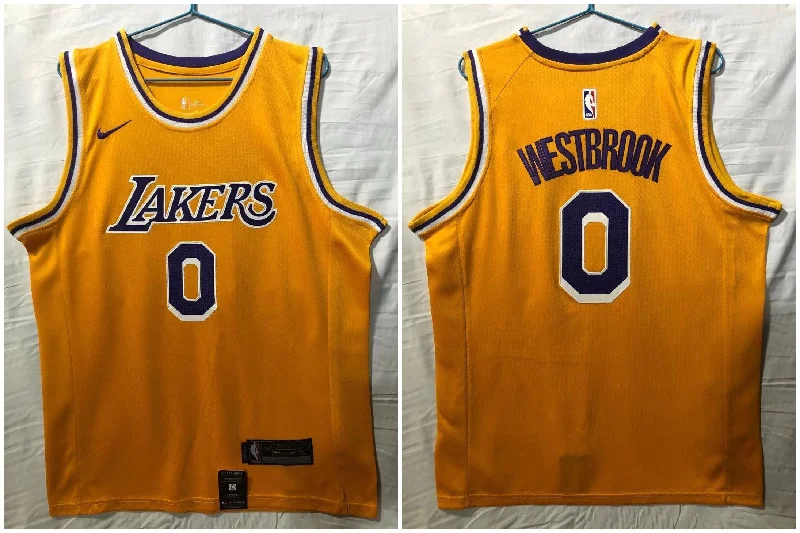 Basketball Jersey For Players-Lakers 0 Russell Westbrook Yellow Swingman Basketball Jersey