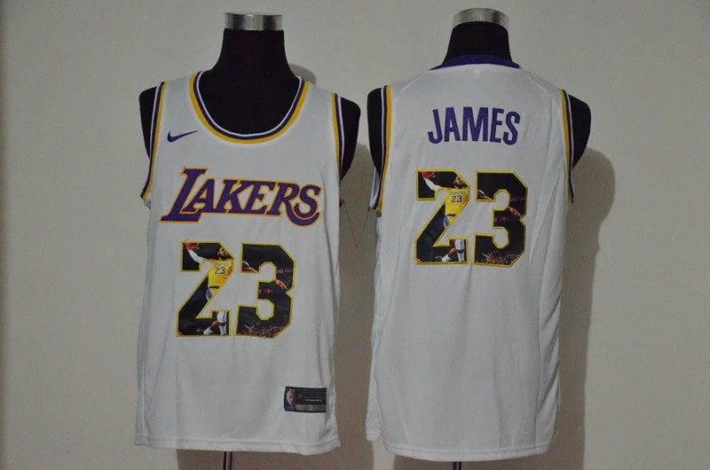 Basketball Jersey For Custom Orders-Lakers 23 Lebron James White Player Name Swingman Fashion Basketball Jersey