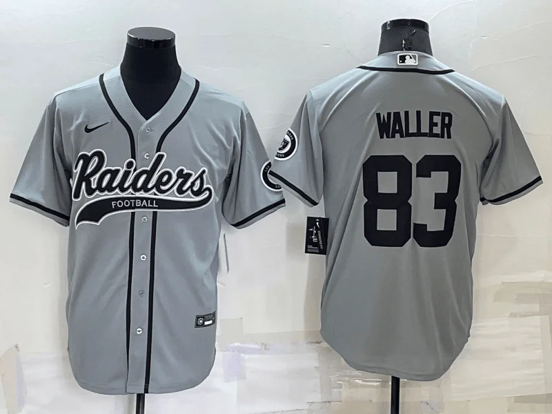 Baseball Jersey For School Teams-Men's Las Vegas Raiders #83 Darren Waller Grey Stitched Cool Base Baseball Jersey