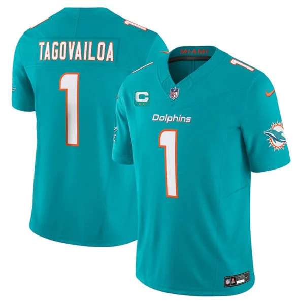 Football Jersey For Special Fan Gifts-Men's Miami Dolphins #1 Tua Tagovailoa Aqua 2023 F.U.S.E With 2-Star C Patch Vapor Limited Football Stitched Jersey