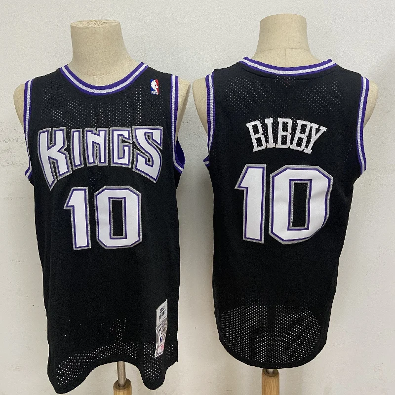 Basketball Jersey For Team Apparel-Kings 10 Mike Bibby Black 2001-02 Hardwood Classics Basketball Jersey