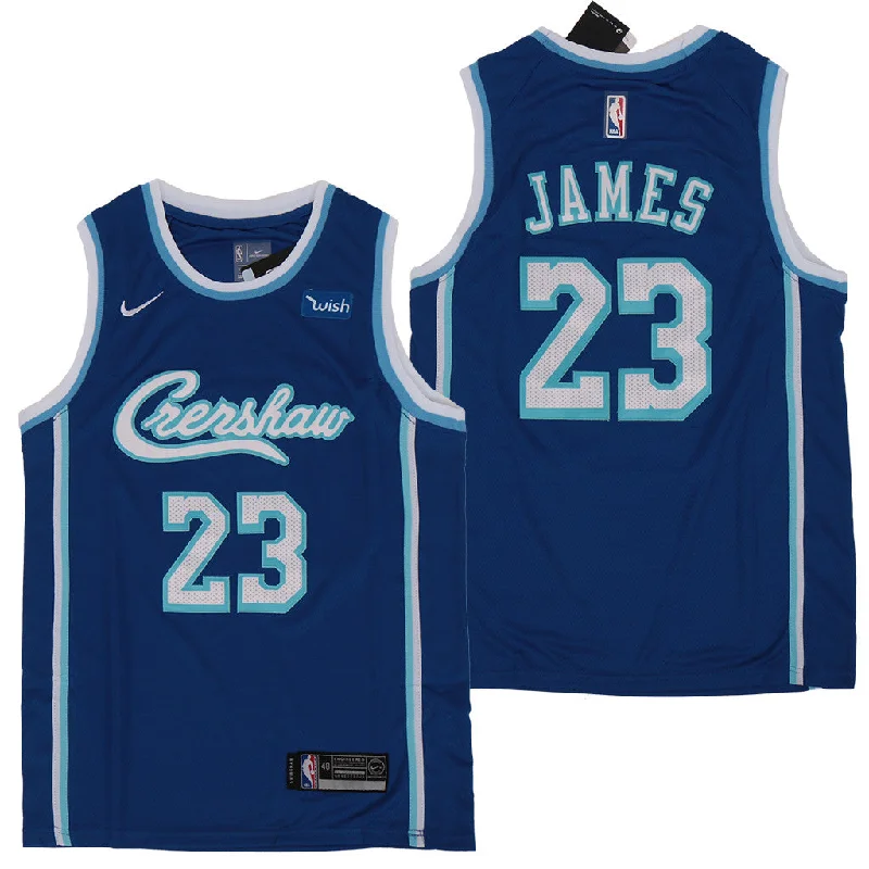 Basketball Jersey For Custom Basketball Apparel-Lakers 23 Lebron James Blue City Edition Swingman Basketball Jersey