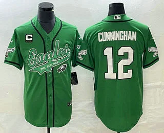 Baseball Jersey For Baseball Season Gear-Men's Philadelphia Eagles #12 Randall Cunningham Green C Patch Cool Base Stitched Baseball Jersey