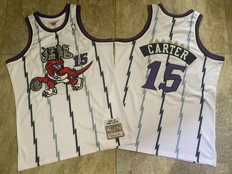 Basketball Jersey For League Teams-Raptors 15 Vince Carter White 1998-99 Hardwood Classics Basketball Jersey