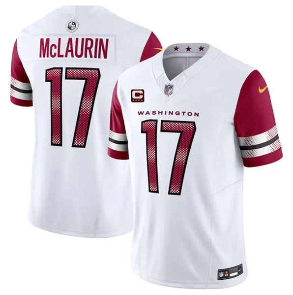 Football Jersey With Personalized Team Names-Men's Washington Commanders #17 Terry McLaurin White 2023 F.U.S.E. With 4-Star C Patch Vapor Limited Football Stitched Jersey