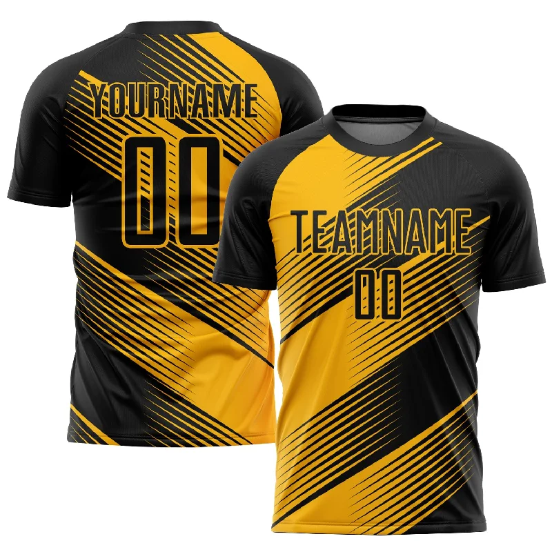 Football Jersey For Player Signature Designs-Custom Gold Black Sublimation Soccer Uniform Jersey