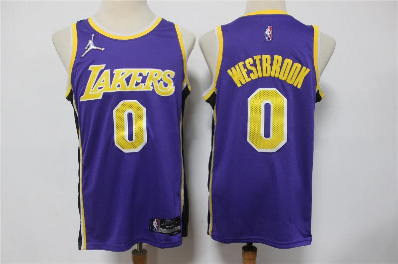 Basketball Jersey For Player Supporters-Lakers 0 Russell Westbrook Purple Jordan Brand Diamond 75th Anniversary City Edition Swingman Basketball Jersey