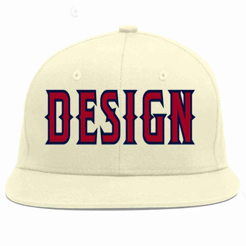 Baseball Cap For Limited-Edition Sales-Custom Cream Red-Navy Flat Eaves Sport Baseball Cap Design for Men/Women/Youth