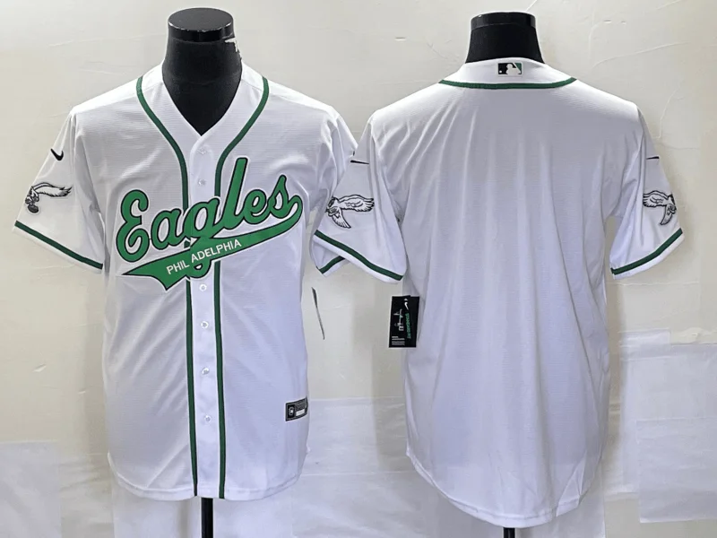 Baseball Jersey For Custom Branding-Men's Philadelphia Eagles Blank White Cool Base Stitched Baseball Jersey