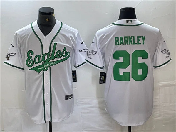 Baseball Jersey For Custom Team Colors-Men's Philadelphia Eagles #26 Saquon Barkley White Cool Base Baseball Stitched Jerseys