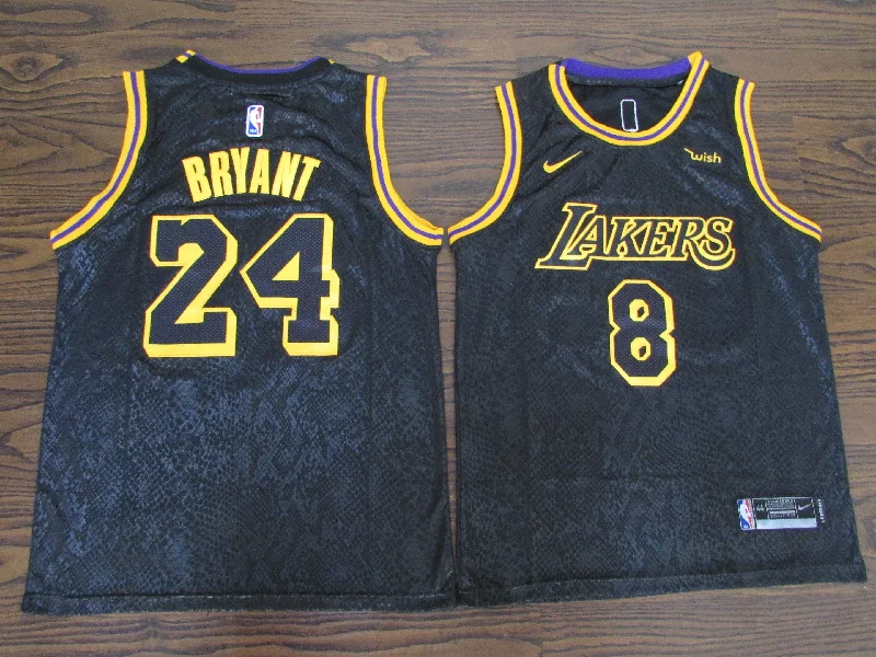 Basketball Jersey For Supporter Customization-Lakers 8 & 24 Kobe Bryant Black City Edition Swingman Basketball Jersey