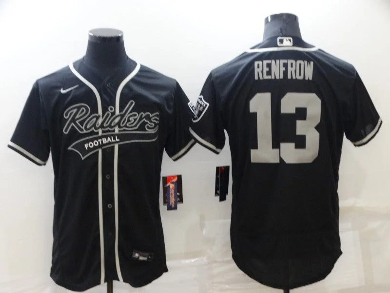 Baseball Jersey For Fans-Men's Las Vegas Raiders #13 Hunter Renfrow Black Stitched Flex Base Baseball Jersey