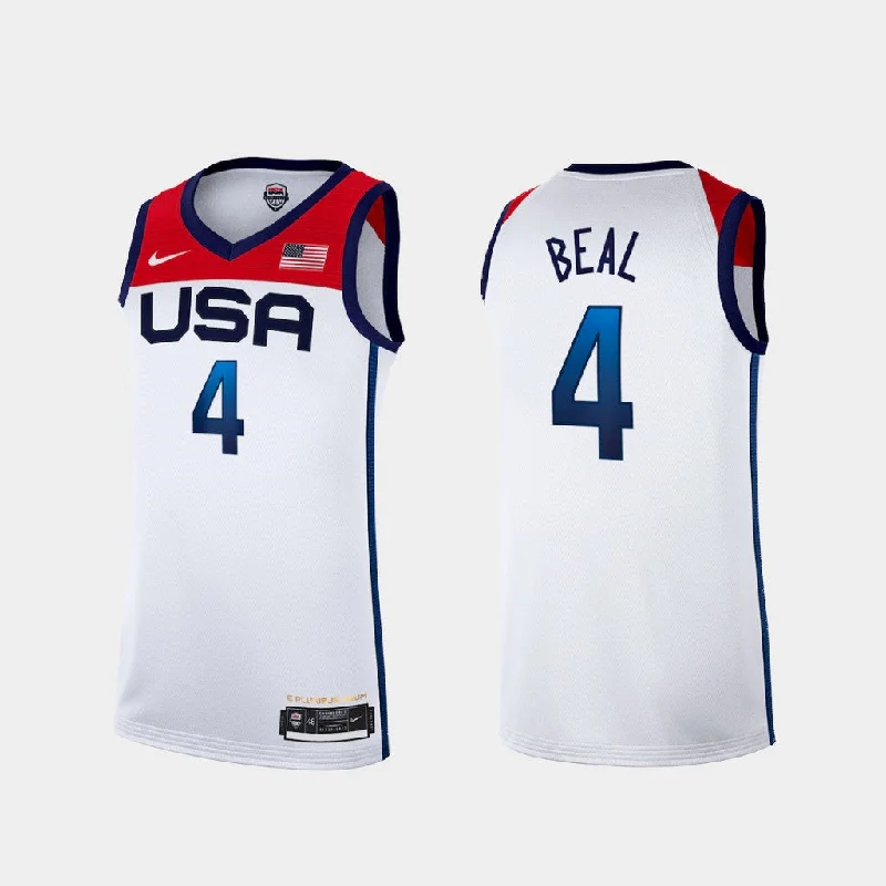 Basketball Jersey For Custom Apparel Printing-Team USA 4 Beal White 2021 Olympics Basketball Swingman Basketball Jersey