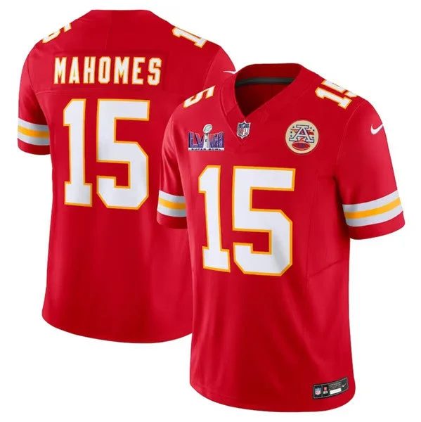 Football Jersey For Fan Apparel Orders-Men’s Kansas City Chiefs #15 Patrick Mahomes Red F.U.S.E. Super Bowl LVIII Patch Vapor Untouchable Limited Football Stitched Jersey