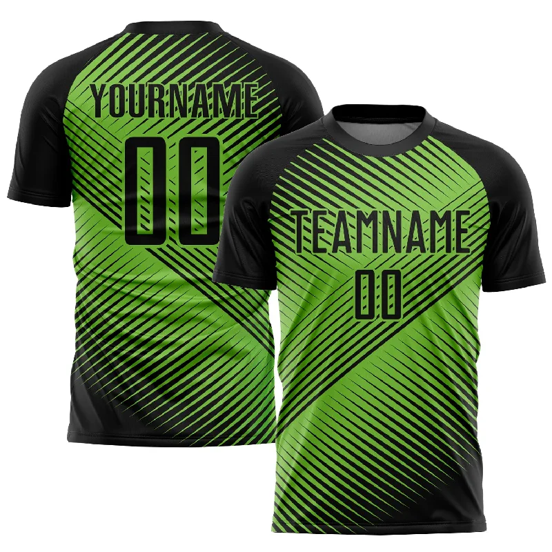 Football Jersey For Personalized Youth Gear-Custom Neon Green Black Sublimation Soccer Uniform Jersey