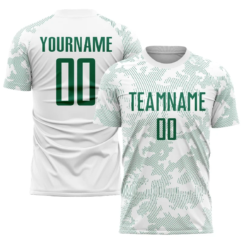 Football Jersey For League Teams-Custom White Kelly Green Sublimation Soccer Uniform Jersey