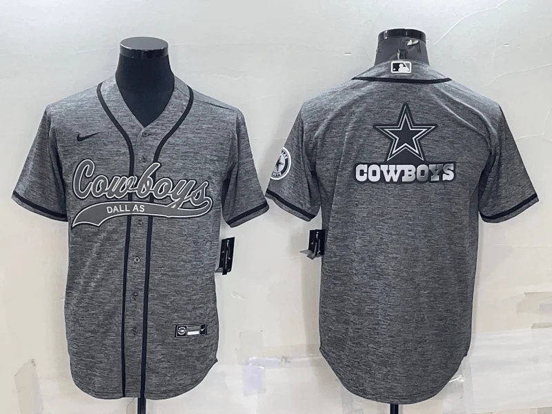 Baseball Jersey With Unique Design-Men's Dallas Cowboys Grey Gridiron Team Big Logo Cool Base Stitched Baseball Jersey