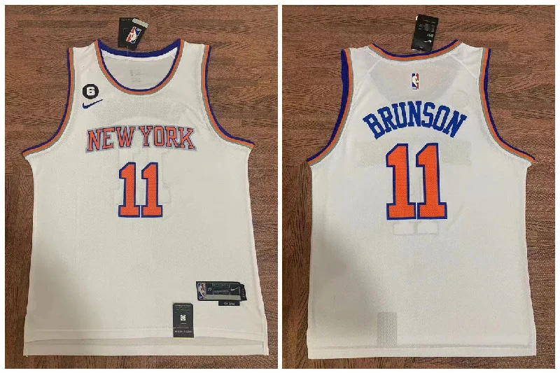 Basketball Jersey For Supporter Apparel-Knicks 11 Jalen Brunson White City Edition Swingman Basketball Jersey