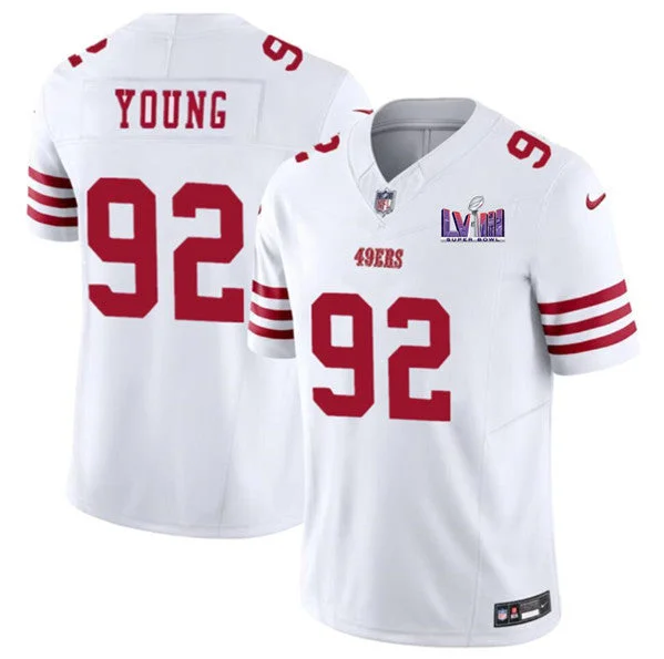 Football Jersey For Limited-Time Custom Orders-Men's San Francisco 49ers #92 Chase Young White 2024 F.U.S.E. Super Bowl LVIII Patch Vapor Untouchable Limited Football Stitched Jersey