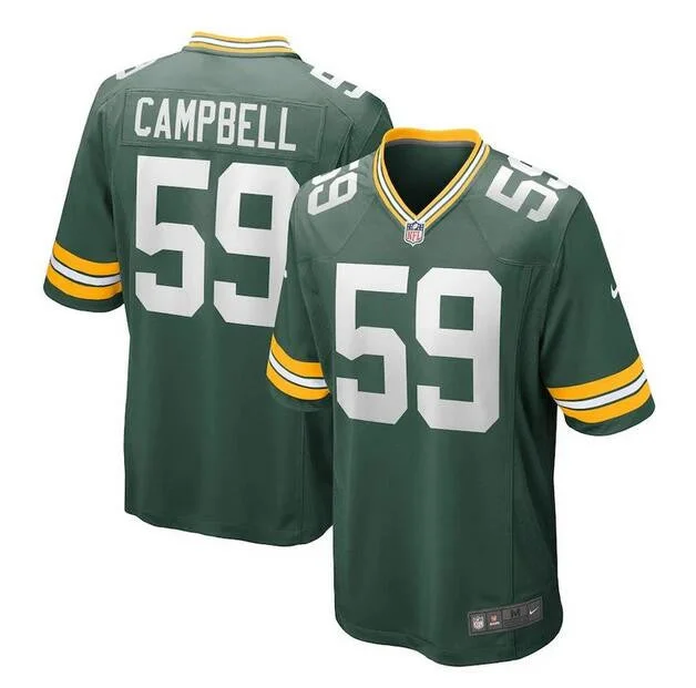 Football Jersey For Alumni Events-Men's Green Bay Packers #59 De'Vondre Campbell Green Football Stitched Game Jersey