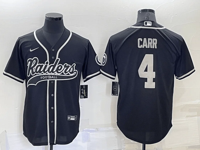 Baseball Jersey For Youth Sports Apparel-Men's Las Vegas Raiders #4 Derek Carr Black Stitched Cool Base Baseball Jersey