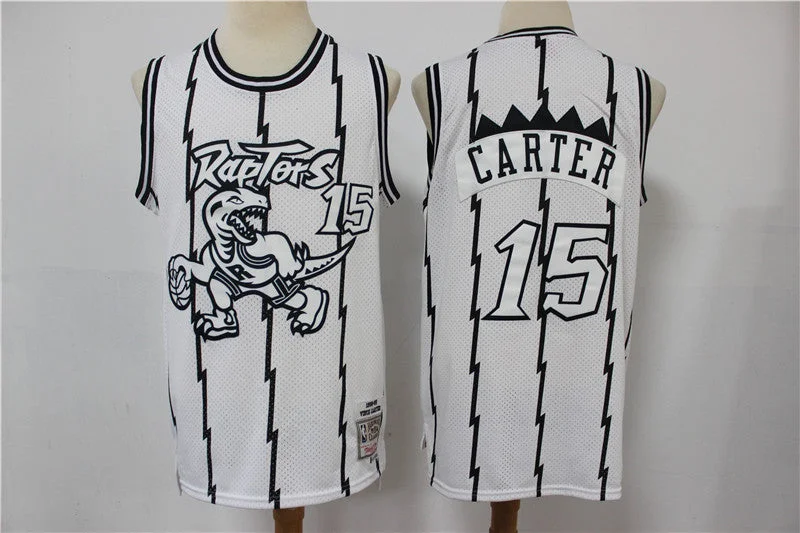 Basketball Jersey For Custom Team Orders And Sales-Raptors 15 Vince Carter White Hardwood Classics Basketball Jersey