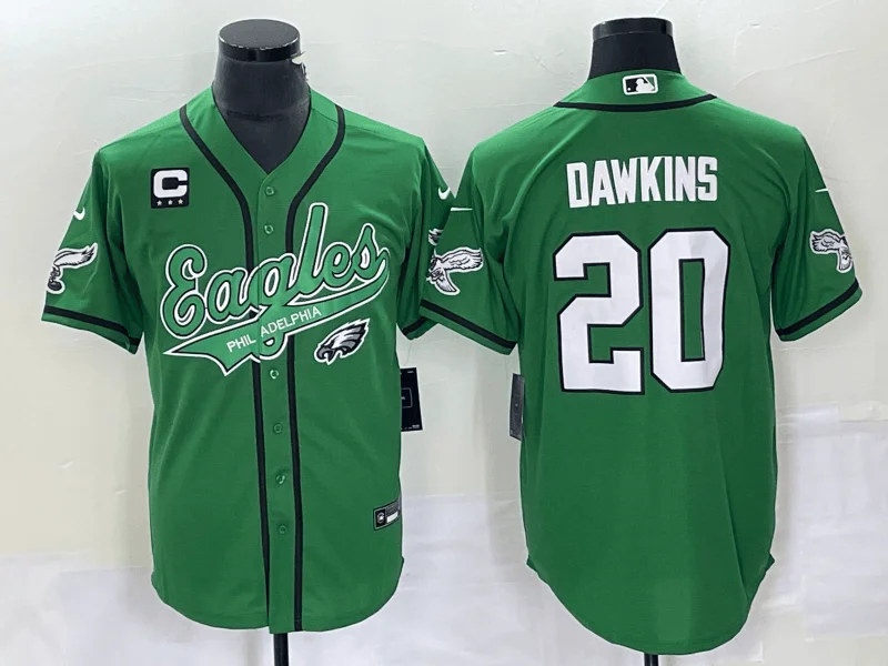 Baseball Jersey For Custom Apparel Printing-Men's Philadelphia Eagles #20 Brian Dawkins Green C Patch Cool Base Stitched Baseball Jersey