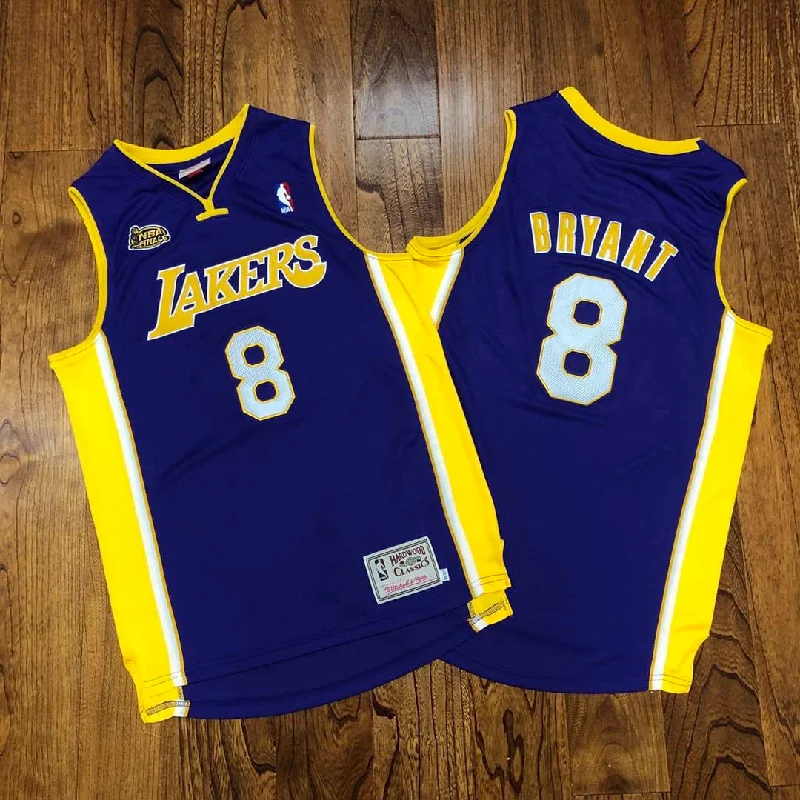 Basketball Jersey For Basketball Supporters-Lakers 8 Kobe Bryant Purple Finals Patch Hardwood Classics Basketball Jersey