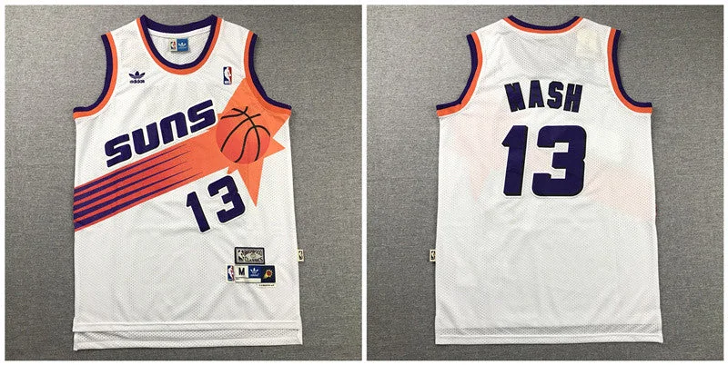 Basketball Jersey For Players-Suns 13 Steve Nash White Hardwood Classics Basketball Jersey