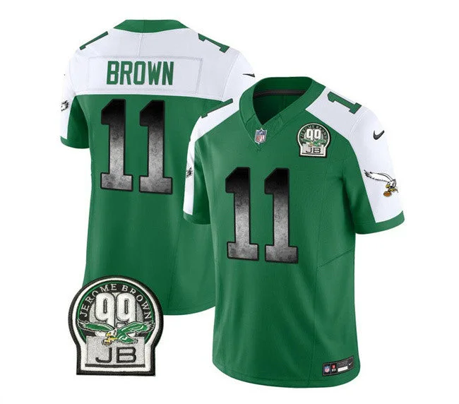 Football Jersey For Promotional Fan Apparel-Men's Philadelphia Eagles #11 A. J. Brown Green/White 2023 F.U.S.E. Throwback Vapor Untouchable Limited Football Stitched Jersey