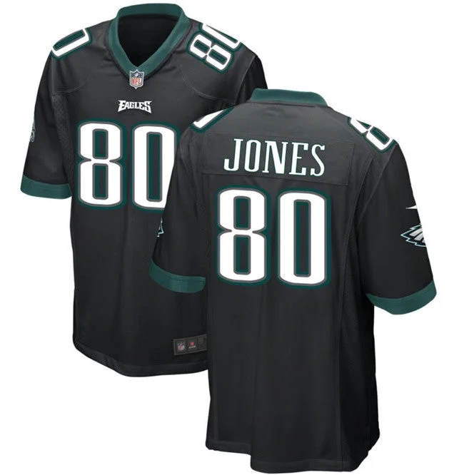 Football Jersey For High School Fan Gear-Men's Philadelphia Eagles #80 Julio Jones Black 2023 Football Stitched Jersey