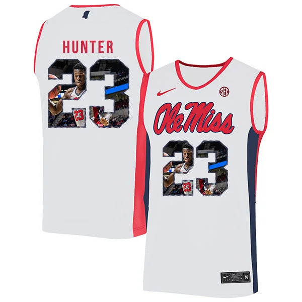 Basketball Jersey For Limited-Time Orders-Ole Miss Rebels 23 Sammy Hunter White Fashion Basketball College Basketball Jersey